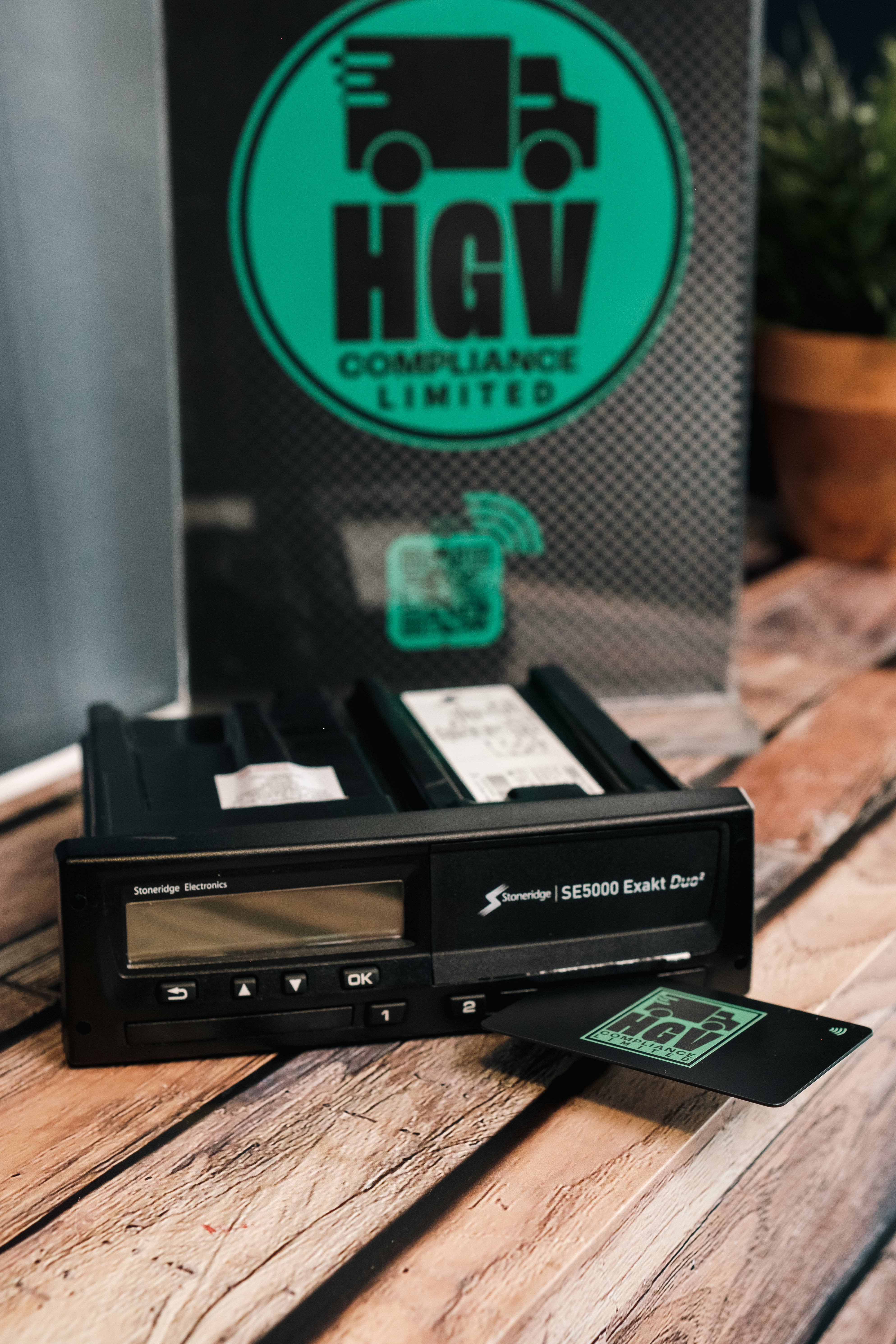 Tachograph unit with an HGV Compliance branded driver card